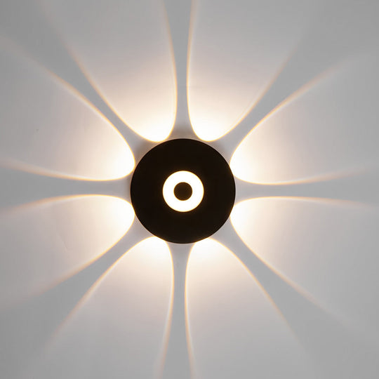 Round Waterproof LED Black Wall Washer Sconce Light