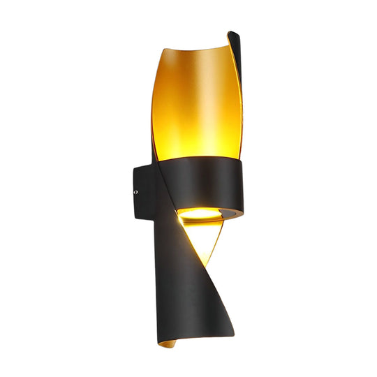 Spiral Exterior Up and Down Wall Mounted Light with Gold Interior