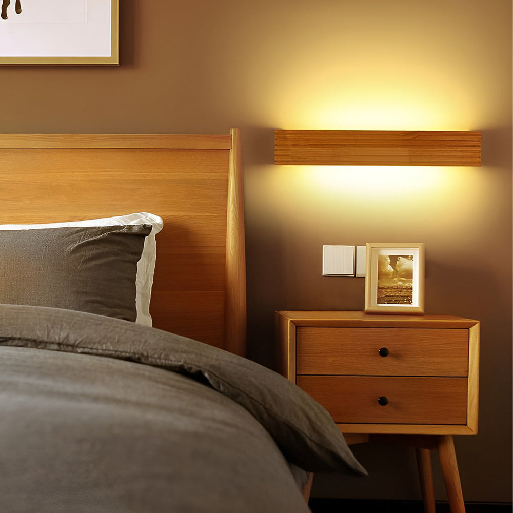 Wood Rectangular Waterproof LED Nordic Wall Sconce