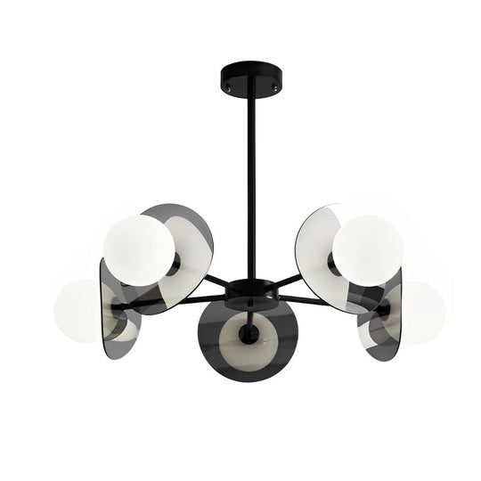 Round Electroplated Glass Piece Copper Black Modern Chandelier