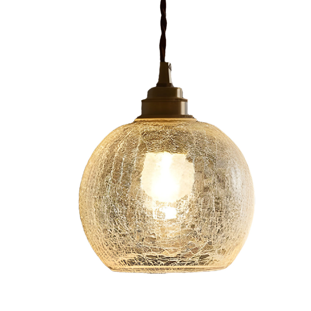 Spherical Glass Cracked Pattern LED Nordic Island Light Hanging Ceiling Lamp