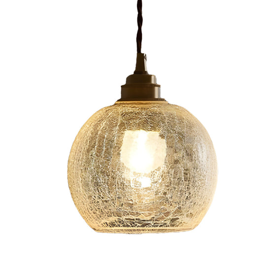 Spherical Glass Cracked Pattern LED Nordic Island Light Hanging Ceiling Lamp