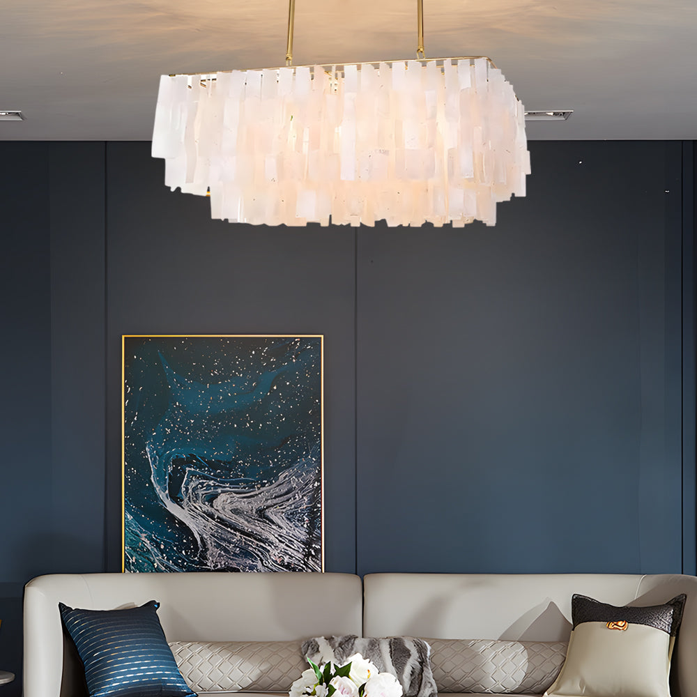 Traditional Classic Metal Capiz Shell Chandelier with 3 LED Bulbs