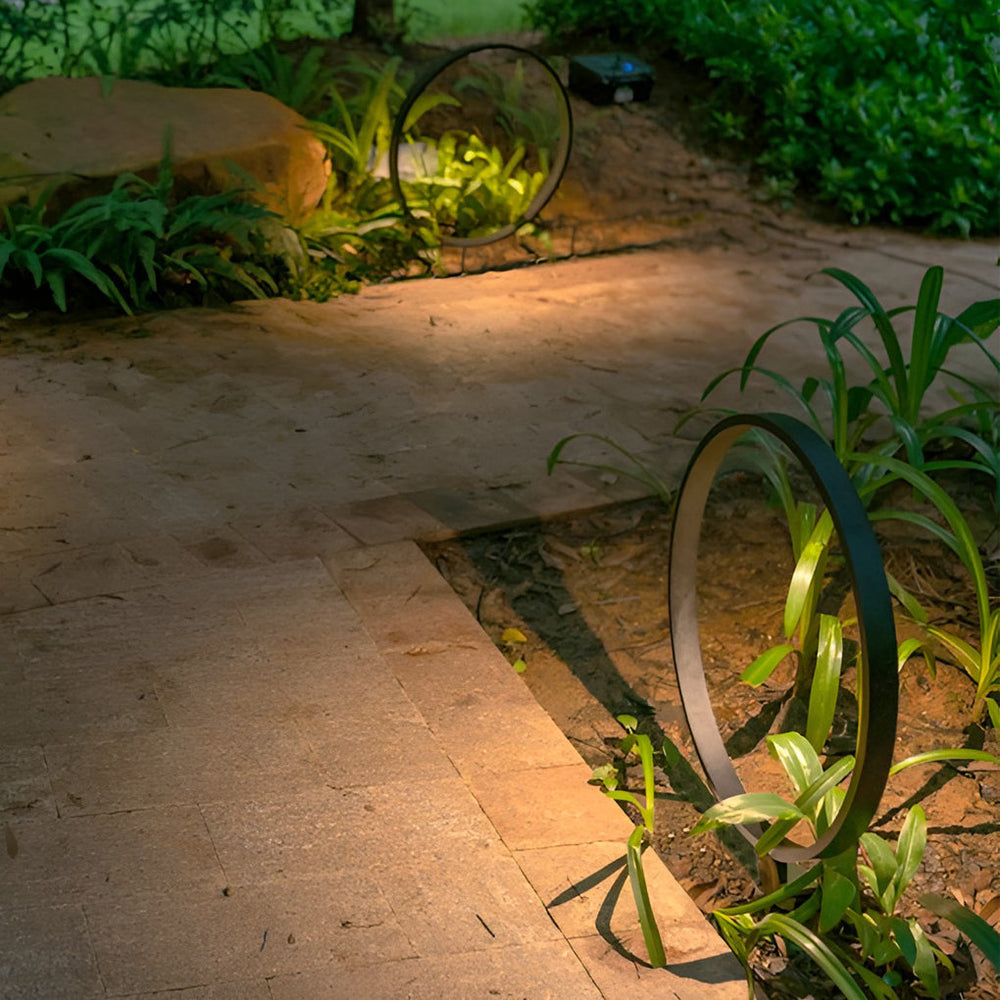 Elegant Circular COB LED Pathway Light Modern Black Ring Design