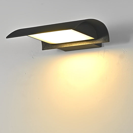 Curved Outdoor Waterproof LED Black Modern Minimalist Wall Lamp Exterior Lighting