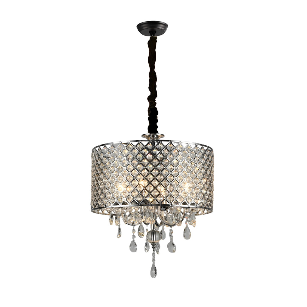 Round Iron Crystal Pendant Retro American Style Chandelier