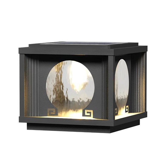 Square & Round Waterproof LED Black Solar Fence Post Lamps