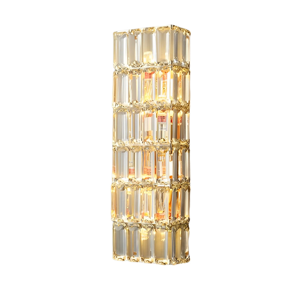Round Rectangular Crystal Three Step Dimming Modern Wall Lamp