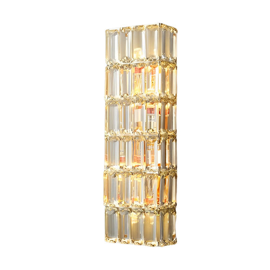 Round Rectangular Crystal Three Step Dimming Modern Wall Lamp