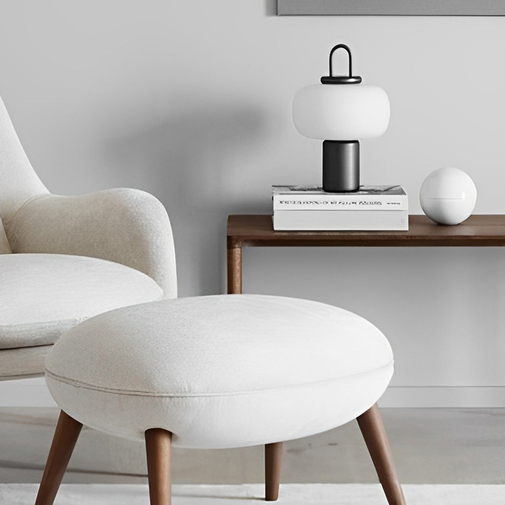 Modern Milk Glass Orb Table Lamp – Portable LED Ambient Lighting