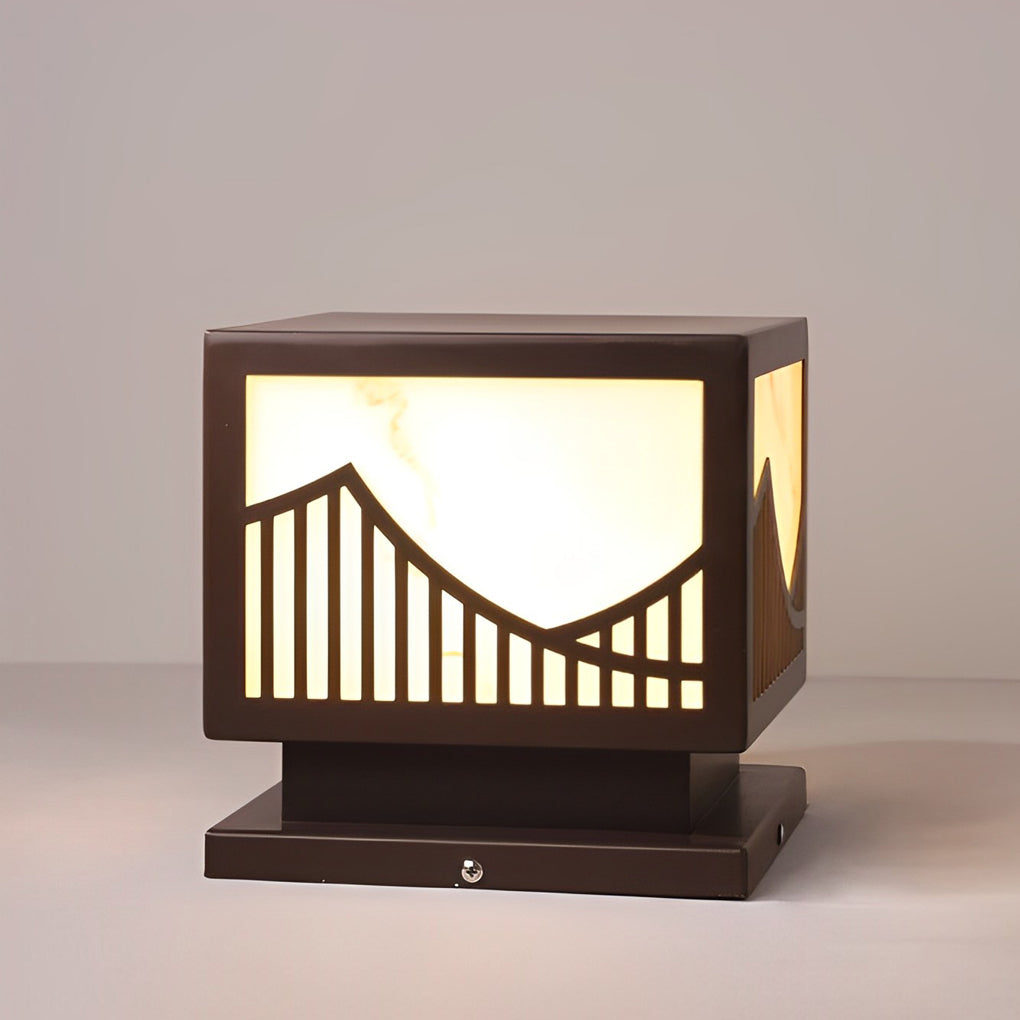 Solar LED Outdoor Post Lights with Mountain Design
