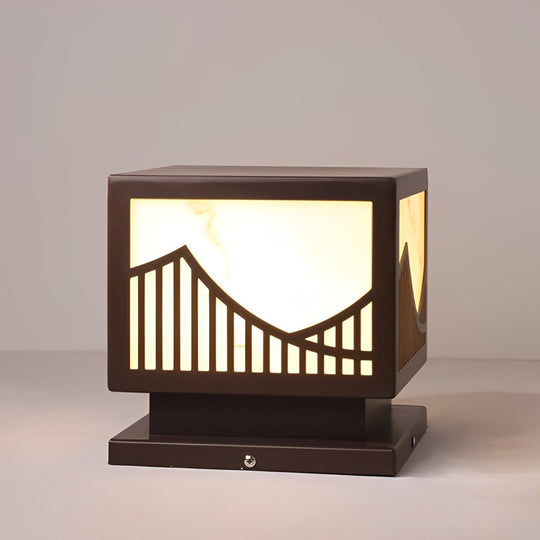 Solar LED Outdoor Post Lights with Mountain Design