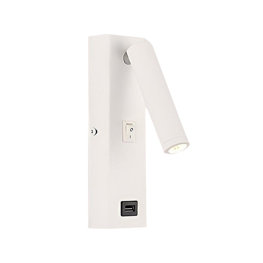 Rectangular Adjustable LED Wall Lamp with Switch & USB Port