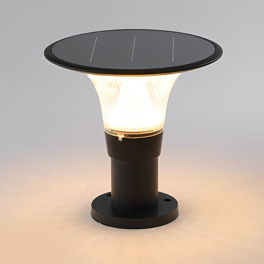 Round Dimmable LED Solar Fence Post Light Waterproof Outdoor Lamp