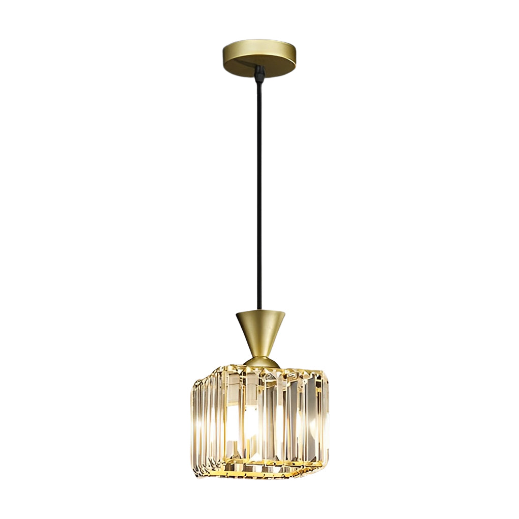 Round Square Metal Crystal Three Step Dimming Modern Pendant Light
