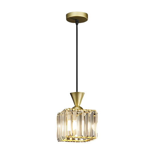 Round Square Metal Crystal Three Step Dimming Modern Pendant Light