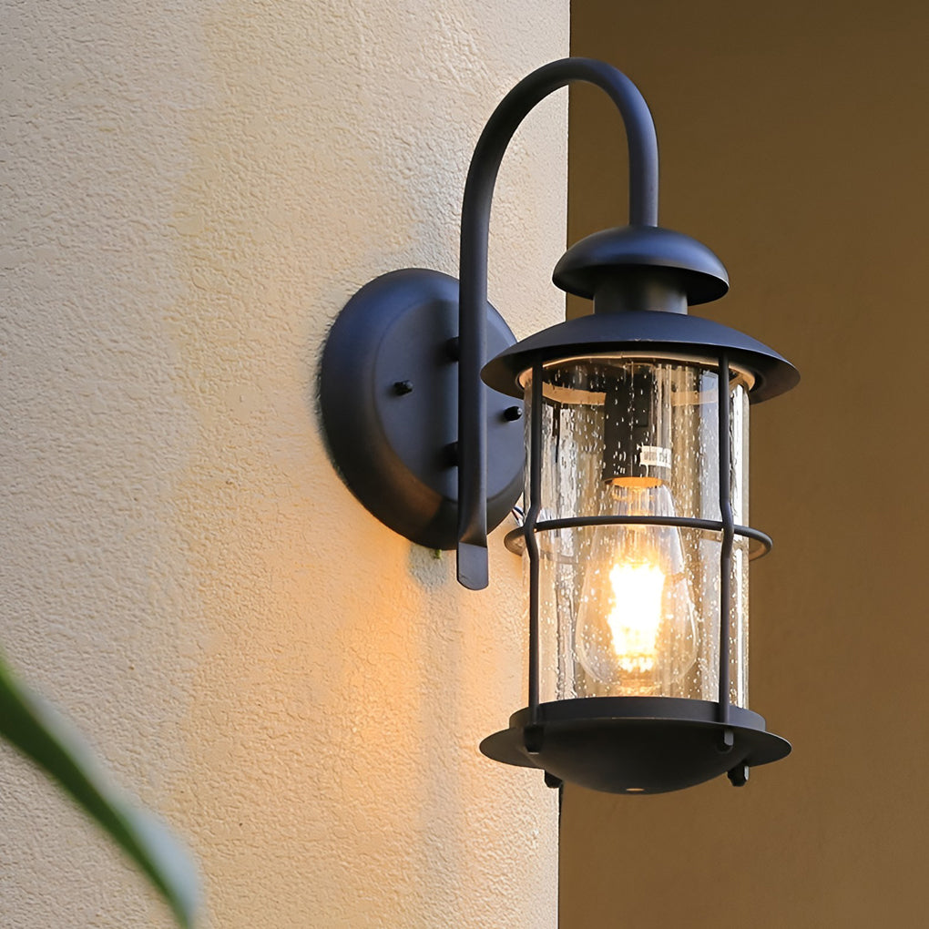 Black Glass LED Outdoor Waterproof Wall Sconce