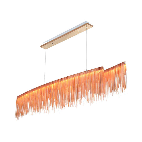 Aluminum Tassels Chain LED Dimmable Post Modern Dining Room Chandelier