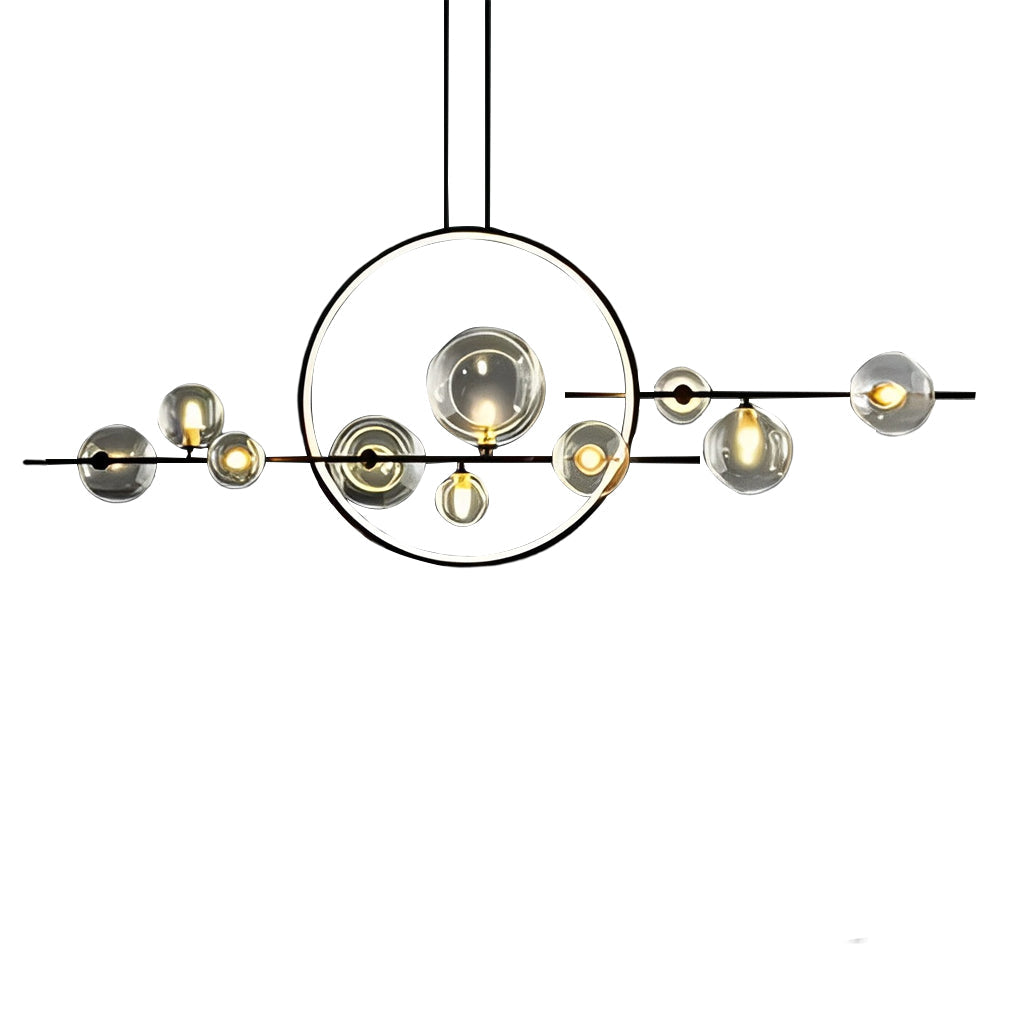 Moon Glass Bubbles LED Black Postmodern Dining Room Chandelier
