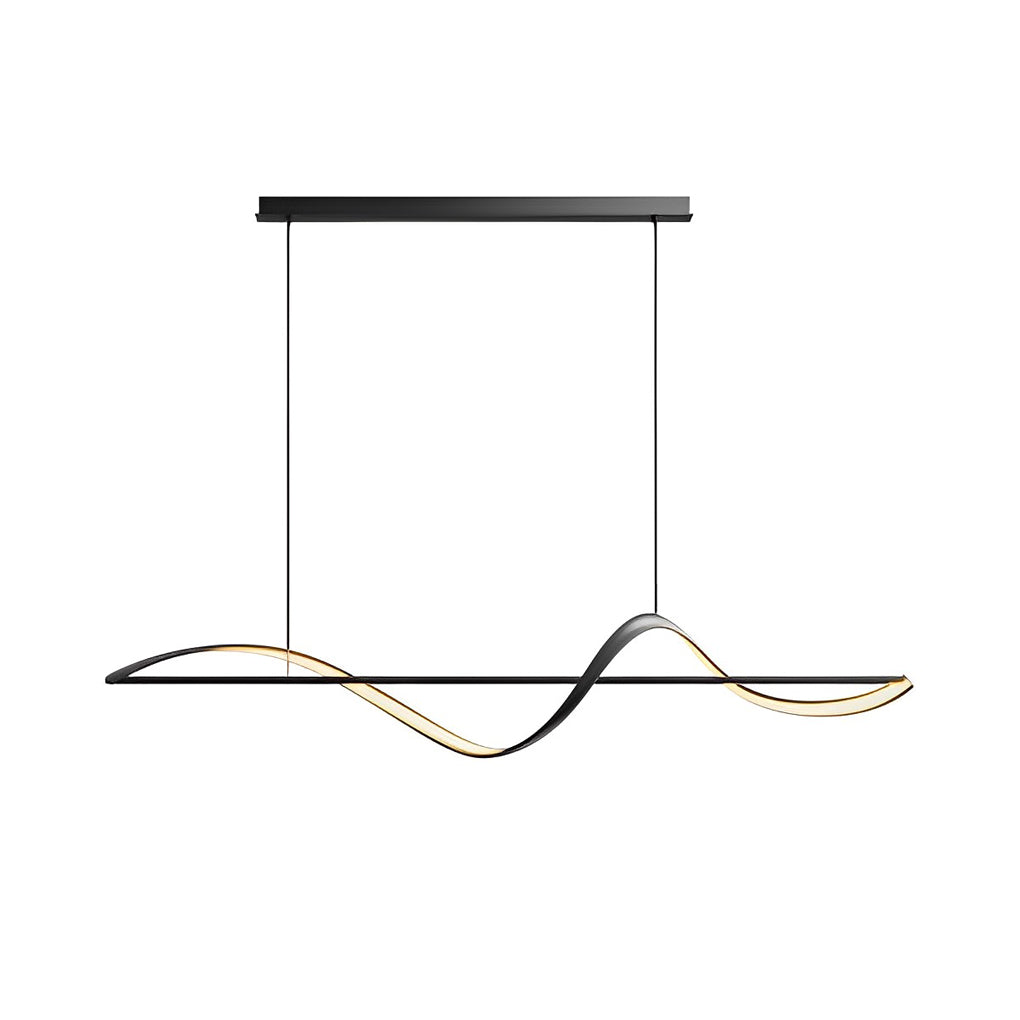 Minimalist Strip Waves LED Copper Dining Room Chandelier