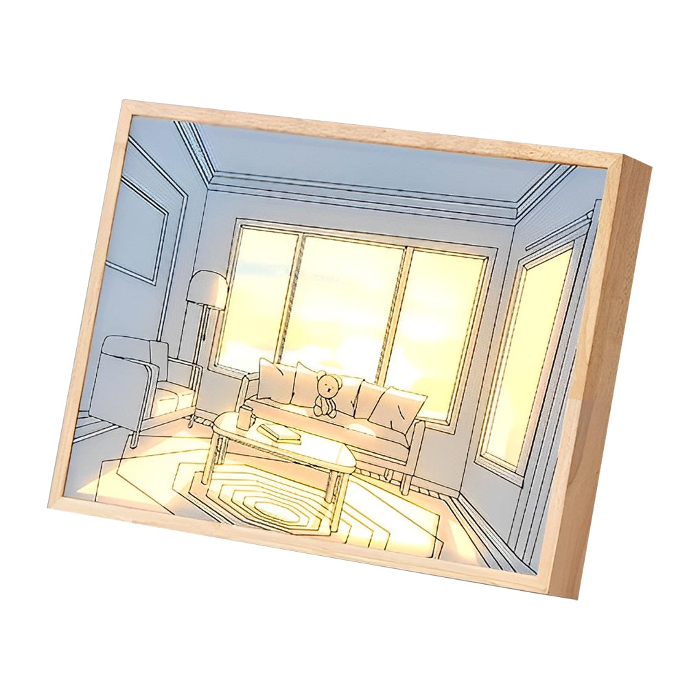 Wooden Frame Touch Control Dimmable LED Night Light