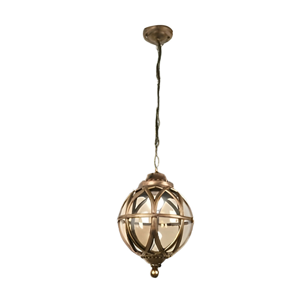 European Retro Pendant Aluminum Glass Outdoor Ceiling Light
