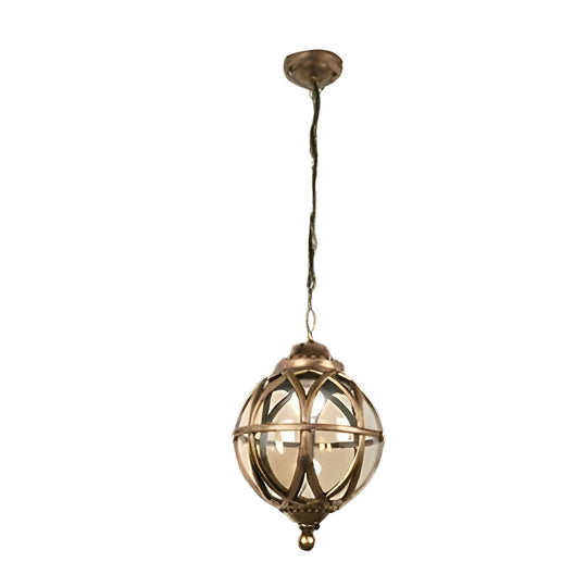 European Retro Pendant Aluminum Glass Outdoor Ceiling Light