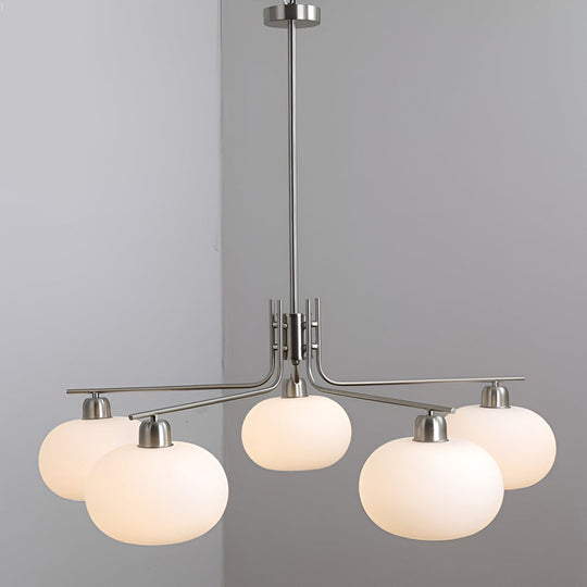 5 Lights Glass Three Step Dimming LED Nordic Chandelier