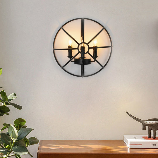 Hemispherical Iron Art Candlelight Black Retro Wall Light