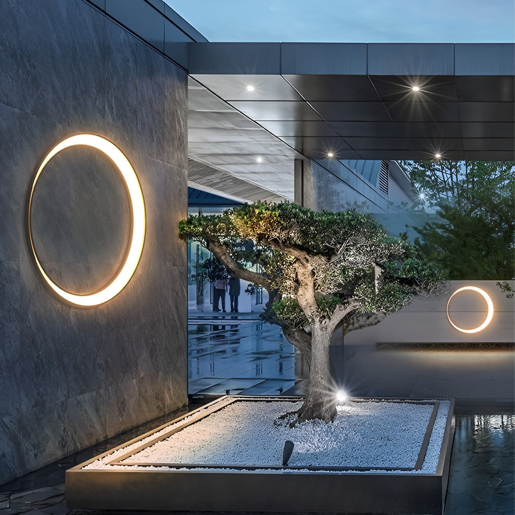 Circular Moon LED Waterproof IP65 Modern Outdoor Wall Light