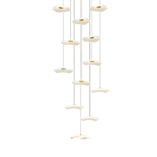 Small Acrylic Lotus Leaves LED Creative Modern Staircase Chandelier
