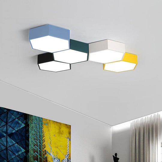 Geometric Shaped LED Wireless Control Modern Ceiling Light – Flush Mount Design