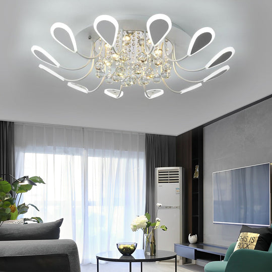 Creative Flower Shaped Dimmable LED Crystal Modern Ceiling Light