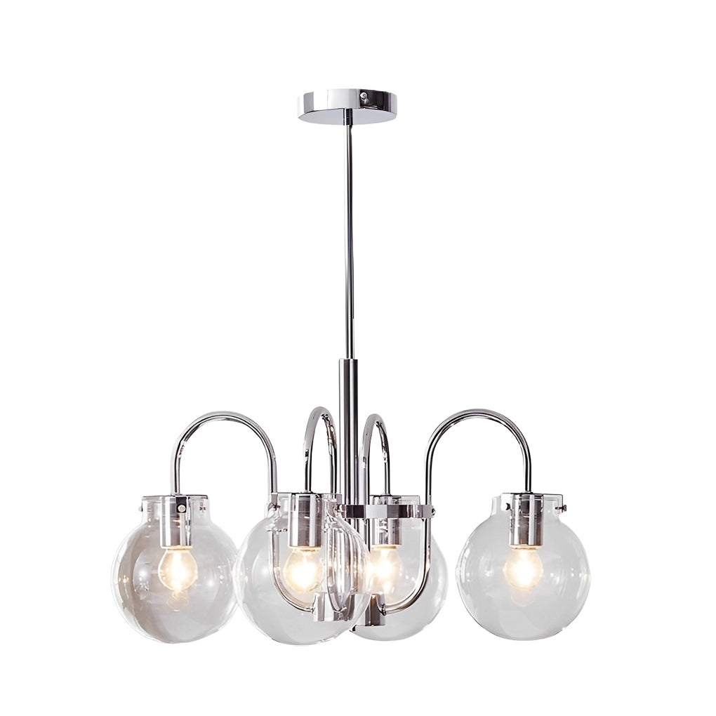 4 or 5 Lights Glass Ball Curved Iron Arm Nordic Chandelier