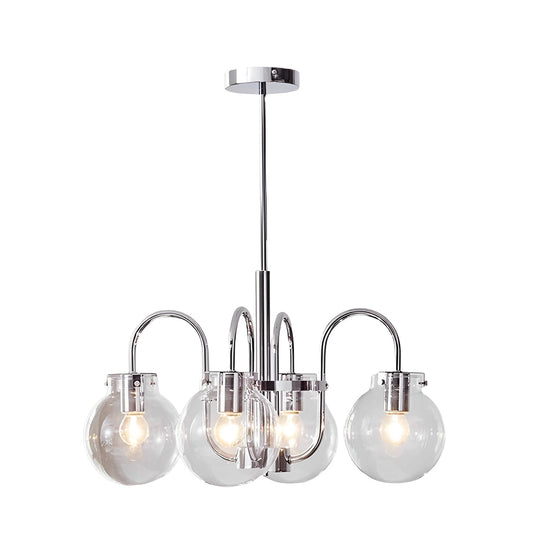 4 or 5 Lights Glass Ball Curved Iron Arm Nordic Chandelier