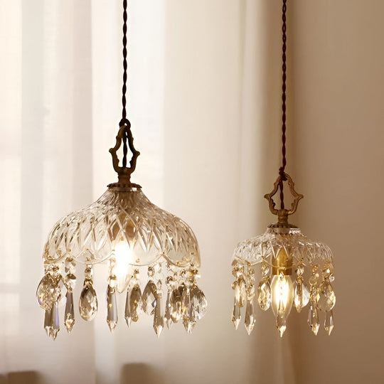 Retro Glass Crystal LED Gold Modern Pendant Light
