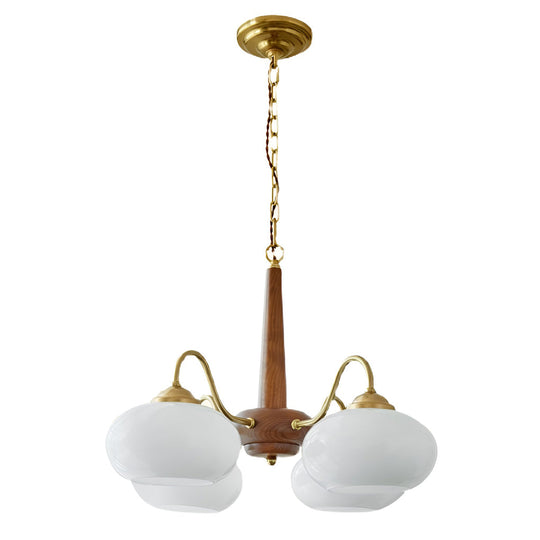 4-Light / 6-Light Glass & Wood E27 LED Nordic Chandelier Hanging Ceiling Light