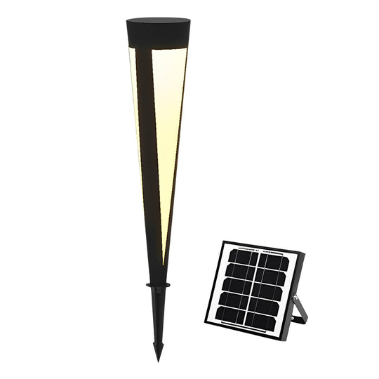 Round Gray Solar LED Outdoor Lawn Light