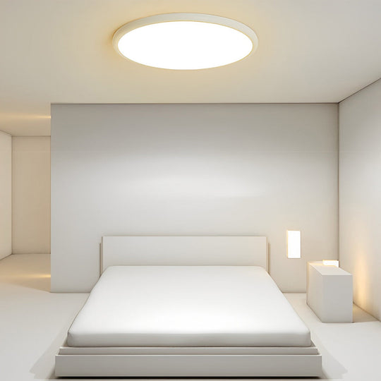 16" Modern LED Geometric Circle Flush Mount Ceiling Light – Black & White Edge