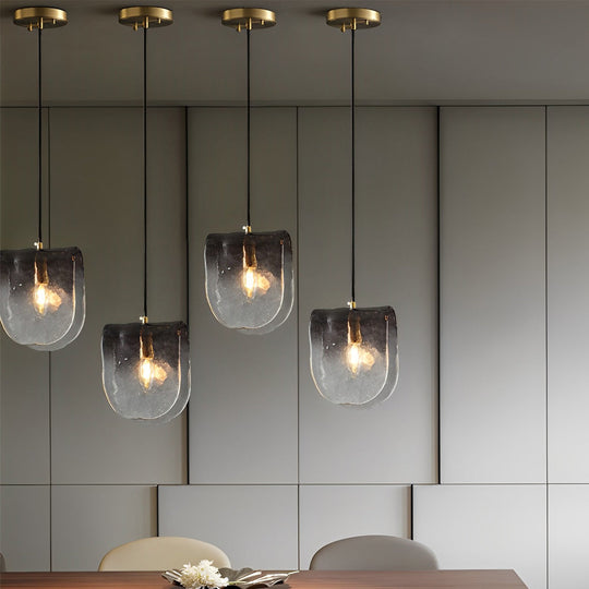 Gradient Smokey Gray Glass Post-Modern Small Chandelier Pendant Light