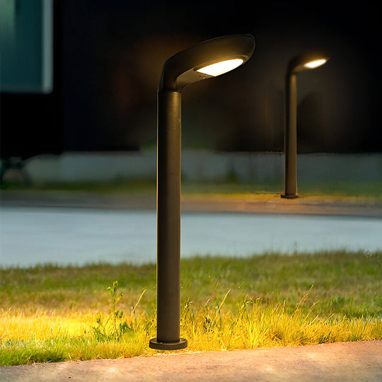Minimalist Solar Powered Lawn Lights Sleek Aluminum Black Garden Lamp
