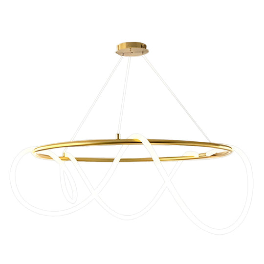 Creative LED Strip Electroplated Metal Modern Chandelier Ceiling Light
