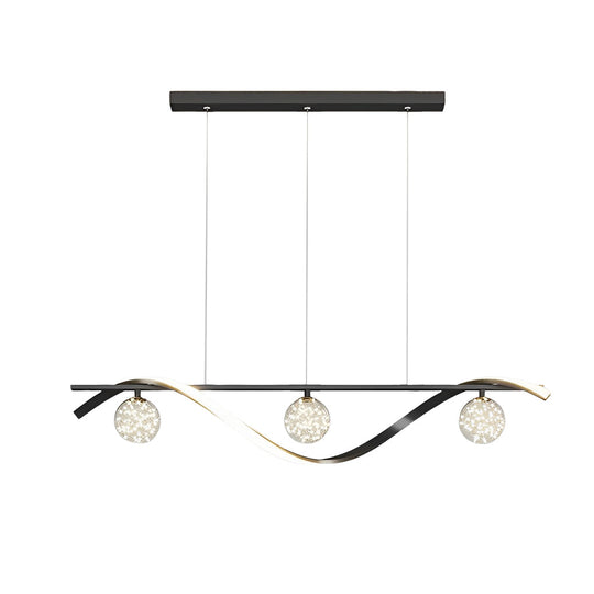Long Waves Glass Ball Three Step Dimming Nordic Dining Chandelier