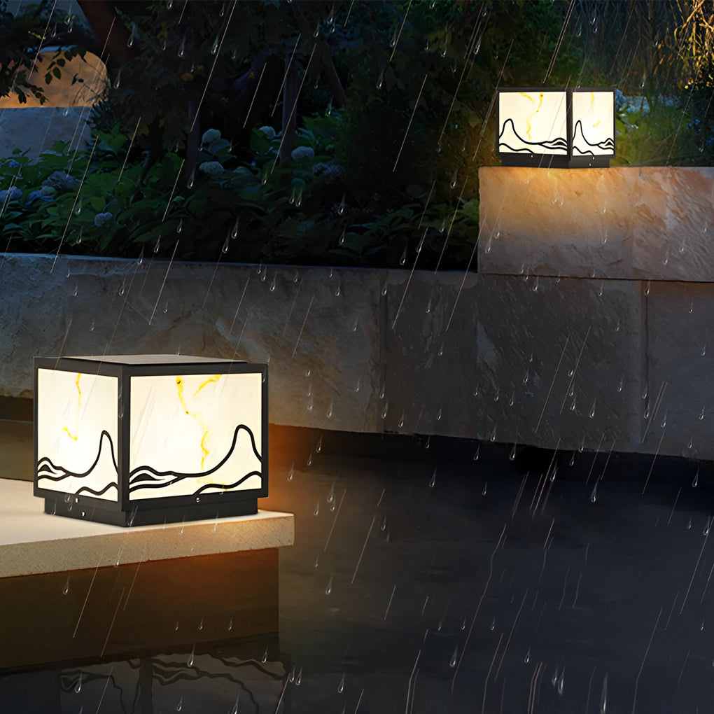 Waterproof LED Mountain Scenery Intelligent Solar Post Caps Lights