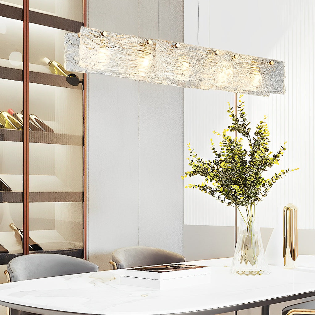 Minimalist Rectangular Glass LED Luxury Modern Dining Chandelier