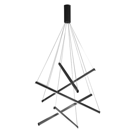 Minimalist Strip – Stepless Dimming LED Black Modern Chandelier with Remote