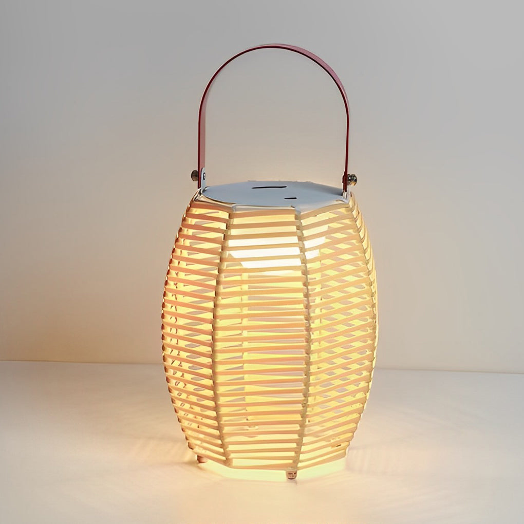 Portable Rattan Lantern Solar LED Waterproof Outdoor Floor Light