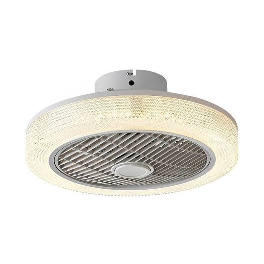 Bladeless Round Ceiling Fan with Dimmable LED and Warm Air for All Seasons