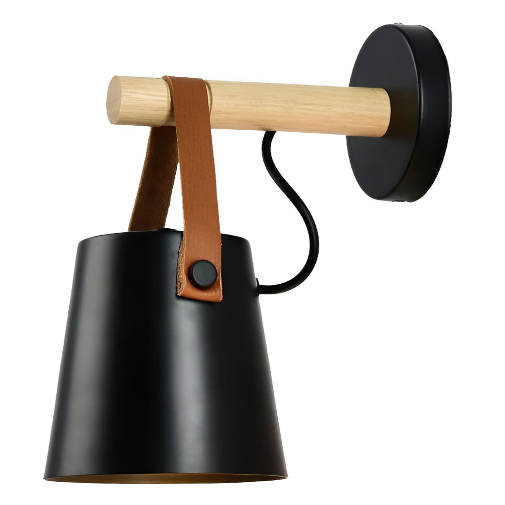 Classic Wood & Metal Nordic Plug-in Wall Sconce