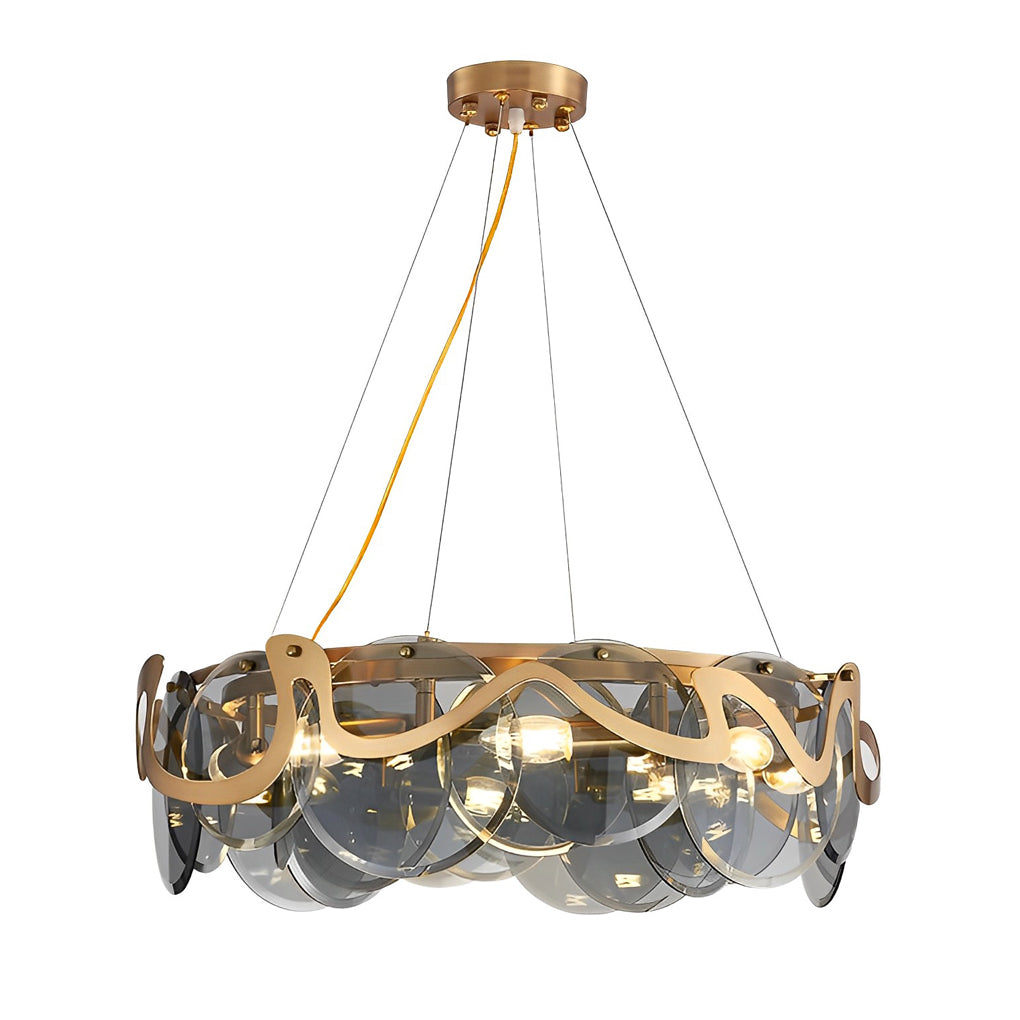 Round Glass Creative Art Iron LED Nordic Chandelier Pendant Light